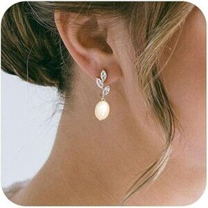 14k Gold Plated Pearl Drop Earring Dainty Gold Earrings Set Fashion Statement
